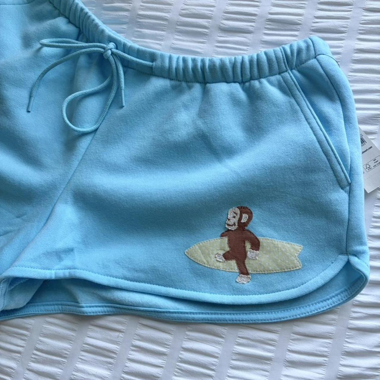 Curious George Surfer Sweat Shorts — Sky Blue