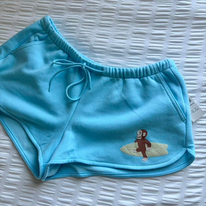 Curious George Surfer Sweat Shorts — Sky Blue