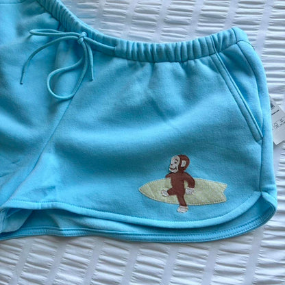 Curious George Surfer Sweat Shorts — Sky Blue